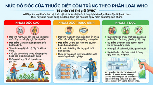 Mức độ độc của thuốc diệt côn trùng theo phân loại WHO