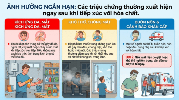 Thuốc diệt côn trùng ảnh hưởng đến sức khỏe ngắn hạn