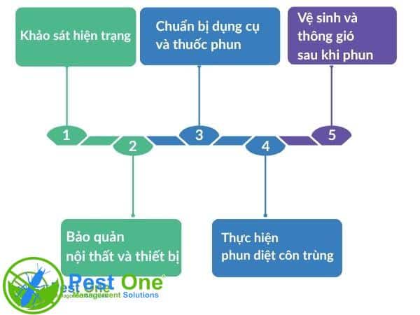 Quy trình các bước phun xử lý côn trùng tại PESTONE