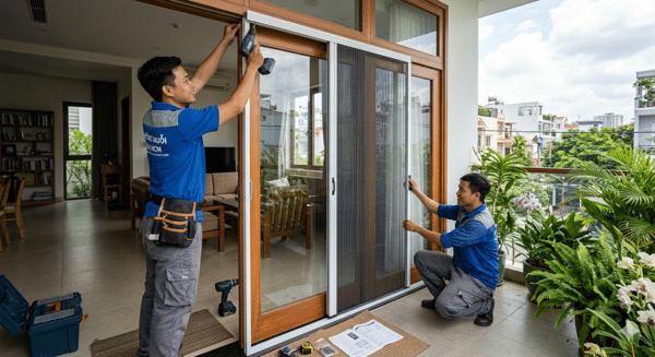 Lắp đặt cửa lưới chống muỗi